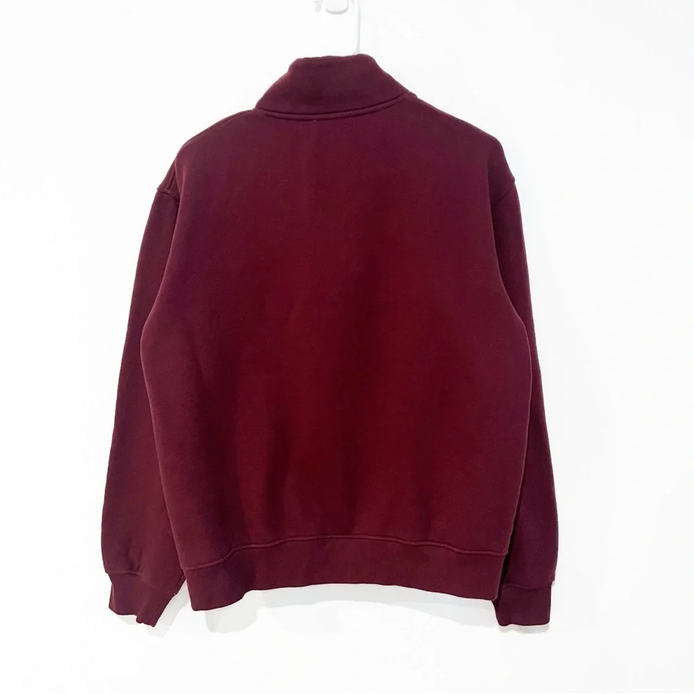 Octobre Editions Sezane Men’s Nichols Burgundy Exposed Quarter Zip Sweatshirt - Picture 6 of 11
